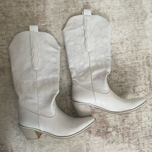Chic White Western Boots